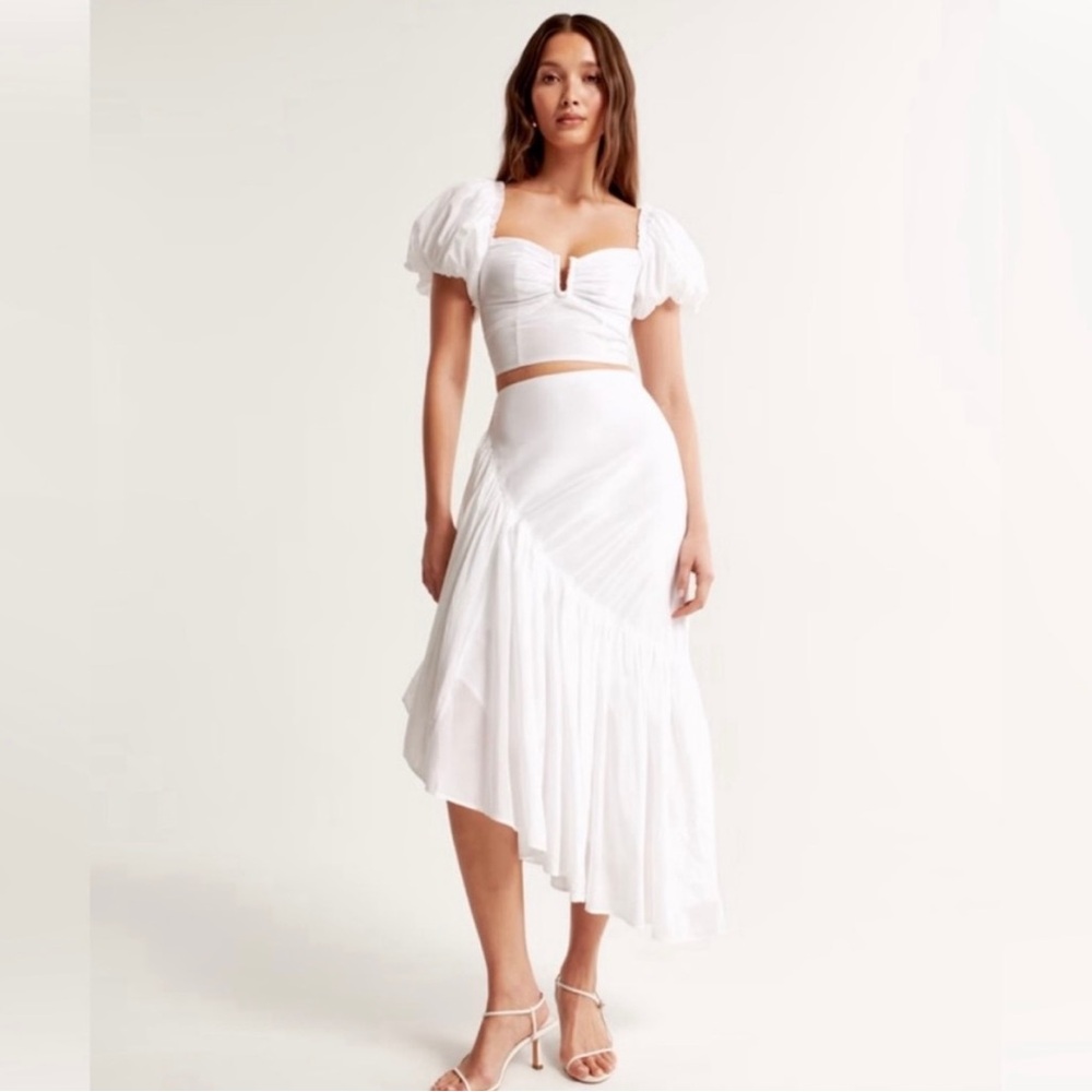Elegant White Women's Skirt and shirt set